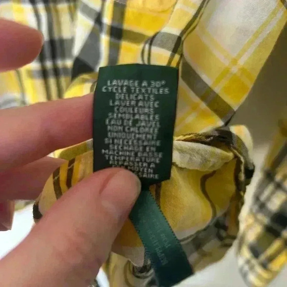 Lauren Jeans Co. Ralph Lauren Button Down Shirt Yellow Plaid size medium. - Picture 8 of 9